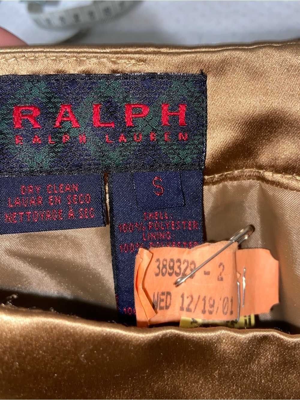 Vintage Ralph Lauren Skirt Womens Small Gold Satin Maxi Evening Formal Holiday - Picture 10 of 13
